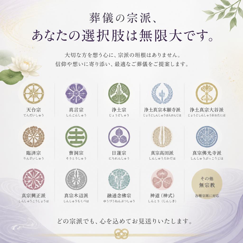 葬儀の宗派、あなたの選択肢は無限大です。