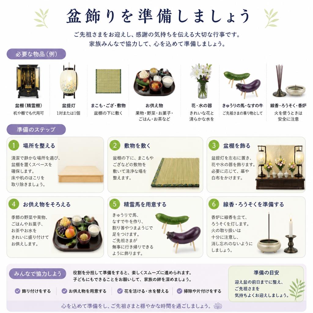 2. 盆飾りの準備の流れ