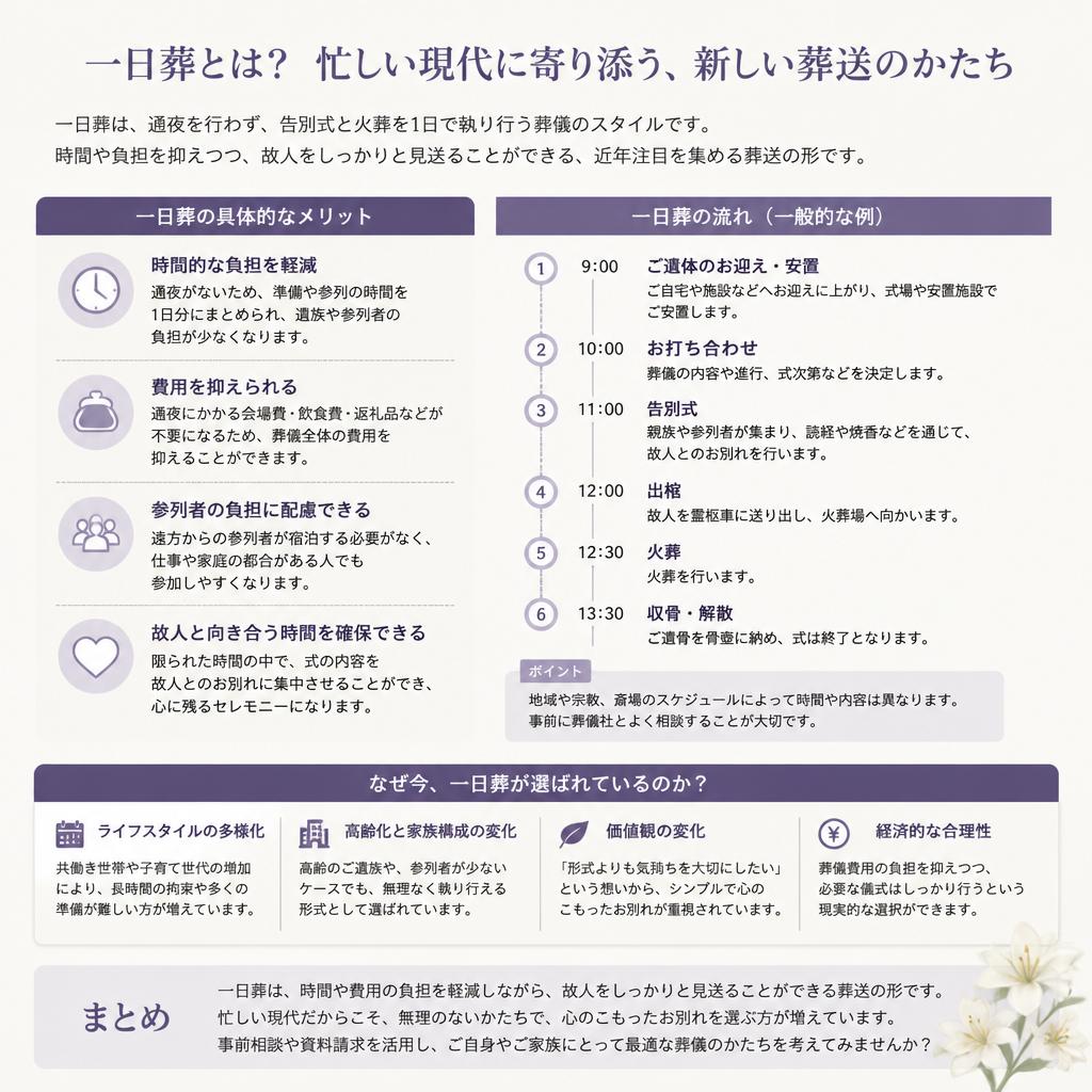 一日葬のメリットと特徴