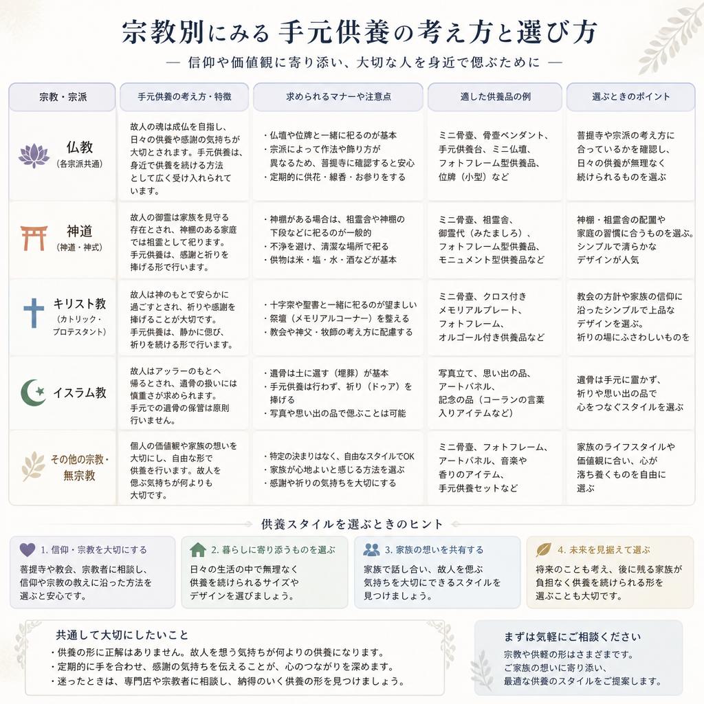 宗教別葬儀から考える手元供養の選び方